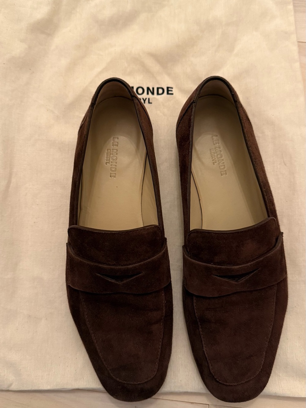 Le Monde Beryl Brown Suede Loafers, 37